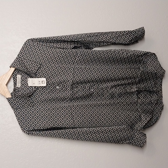 Jon & Anna long sleeve blouse, size M black with diamond pattern print, NWT - Picture 1 of 8